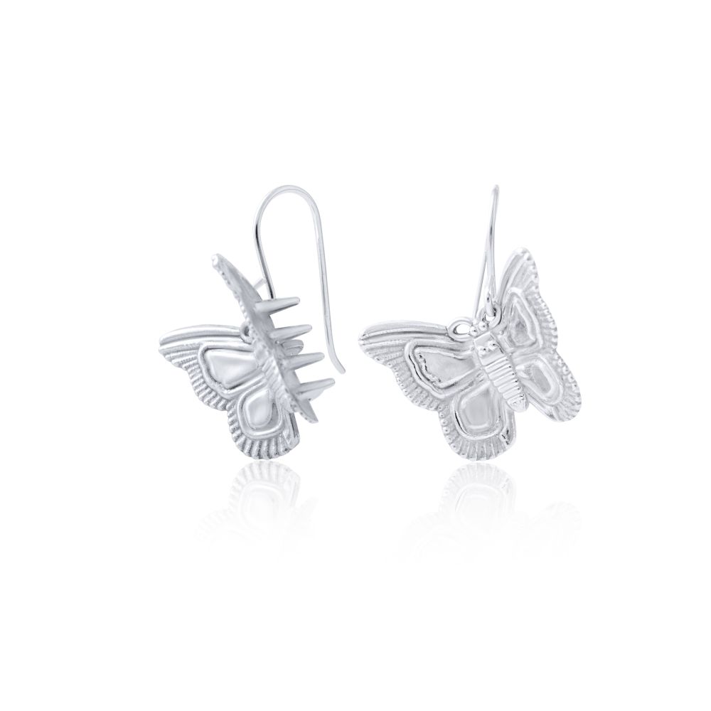 90s butterfly claw clip earrings, sterling silver cast